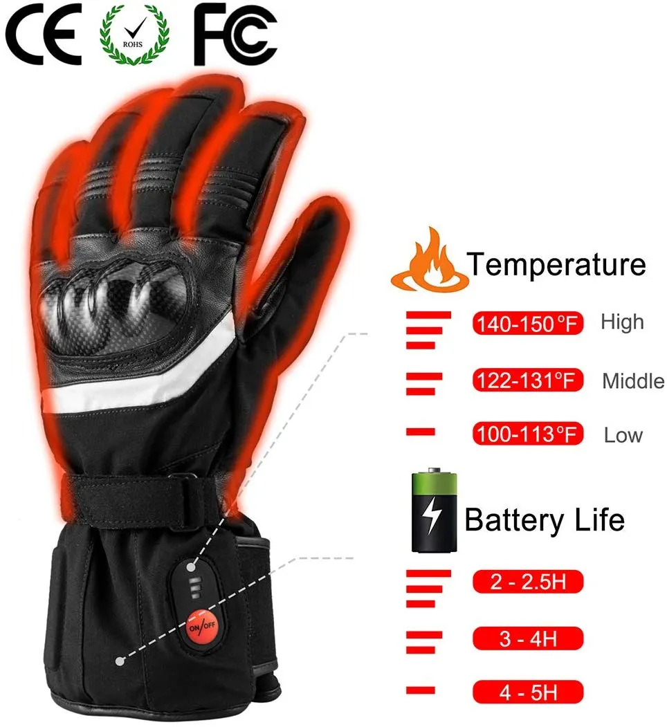 Savior Electric Heated Motorcycle Gloves | Leather Winter Heated Ski Gloves