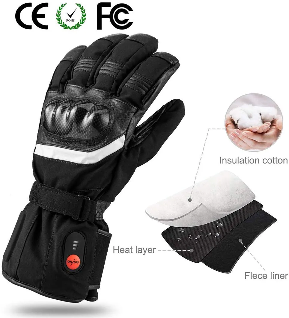 Savior Electric Heated Motorcycle Gloves | Leather Winter Heated Ski Gloves