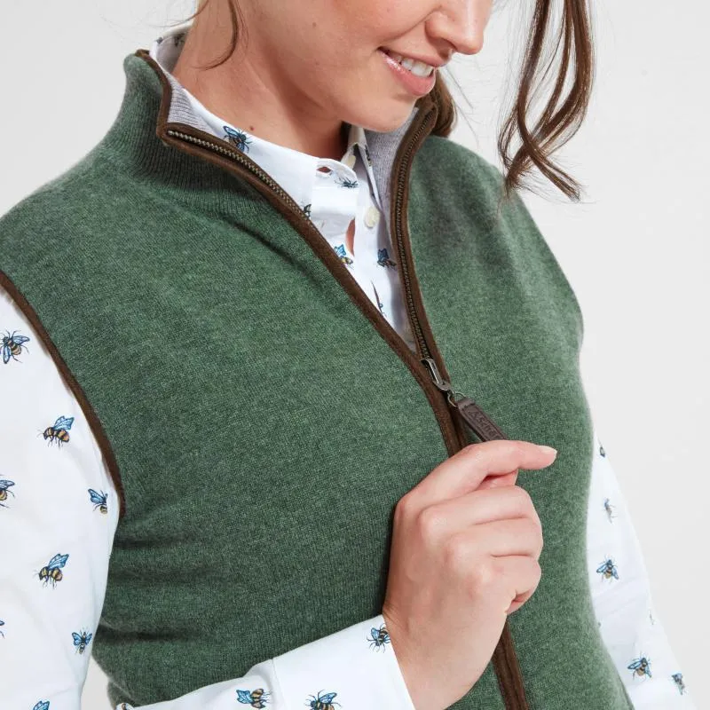 Schoffel Ladies Reversible Merino/Cashmere Gilet - Cedar/Silver Grey