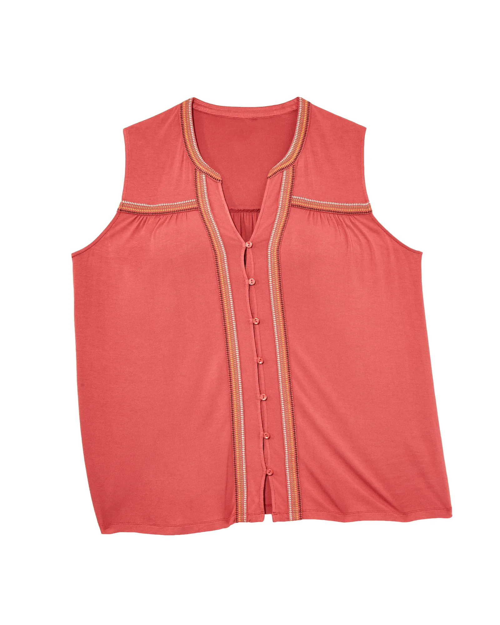 Sefa Button Down Sleeveless Top | Orange