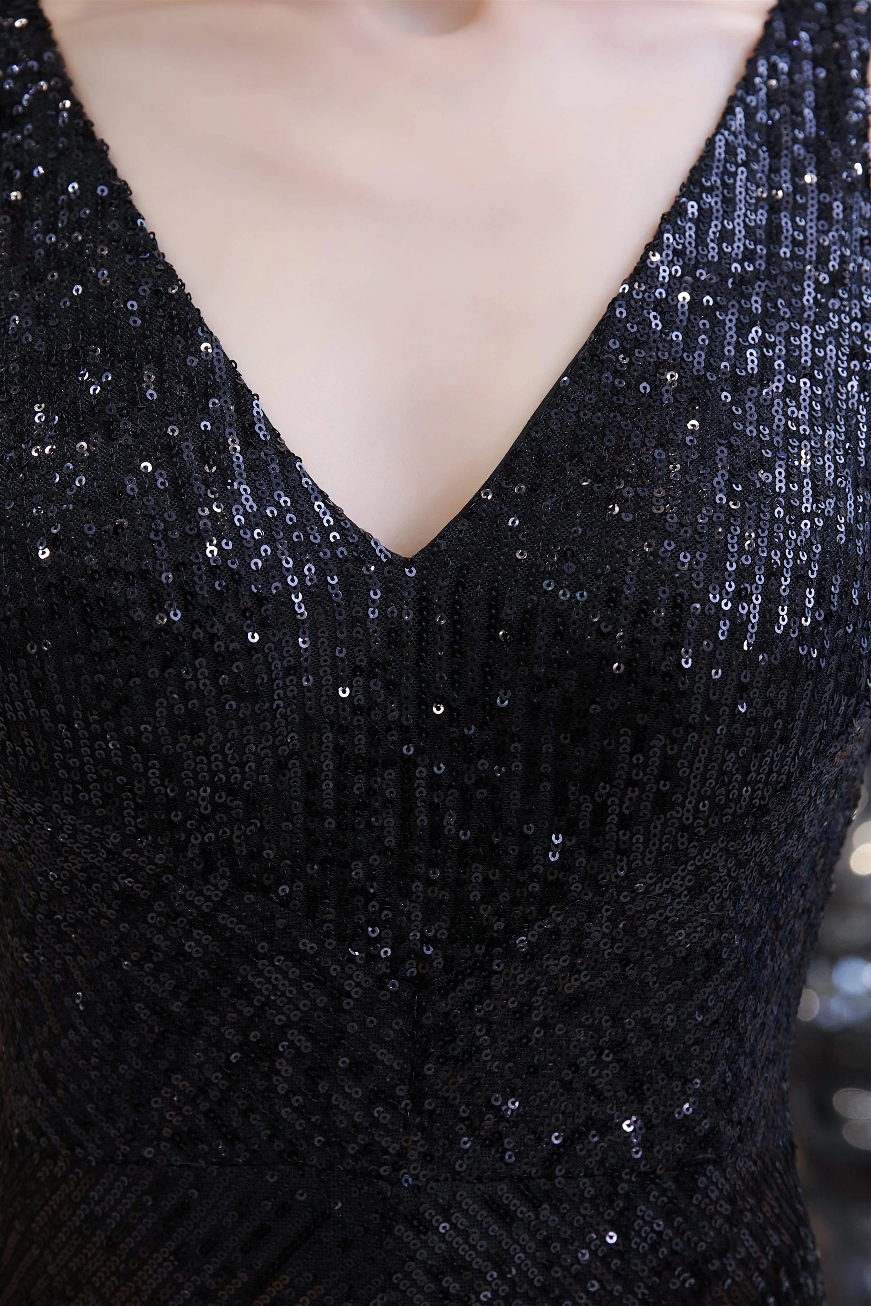 Shining V-neck Sequin Sleeveless Prom Jumpsuit