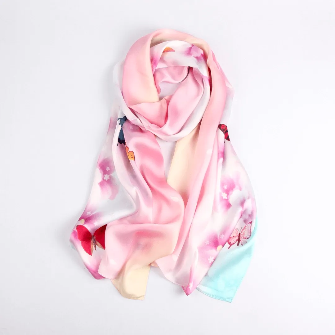 Silk Scarf Collections|Blossom Range|Joy Design|Pink|Long Silk Scarf