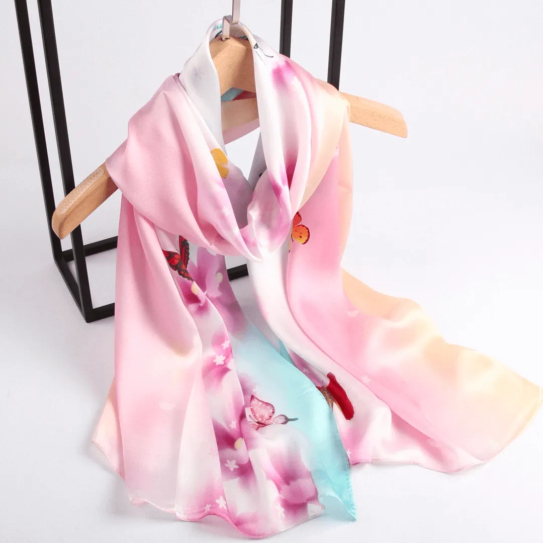 Silk Scarf Collections|Blossom Range|Joy Design|Pink|Long Silk Scarf