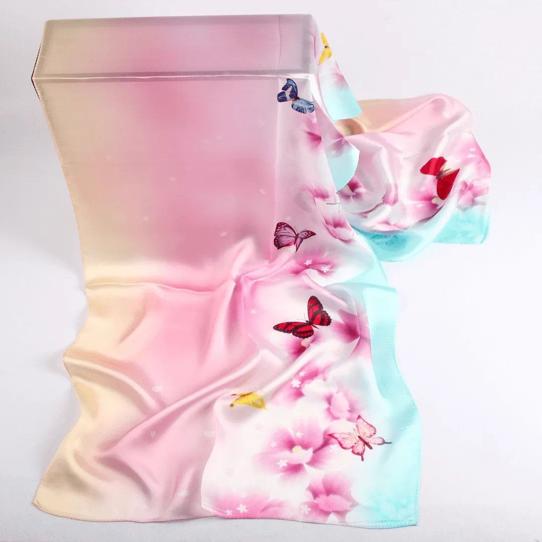 Silk Scarf Collections|Blossom Range|Joy Design|Pink|Long Silk Scarf