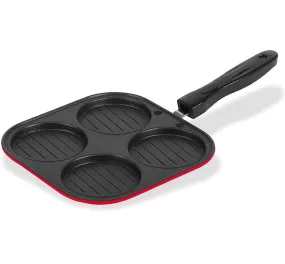 SILVESTER Die-Cast 4 in 1 Mini Uttapam Tawa/Multi Snack Maker/Pancake Maker/Mini Grill pan Pancake Pan 19 cm Diameter (Aluminium, Non-Stick)