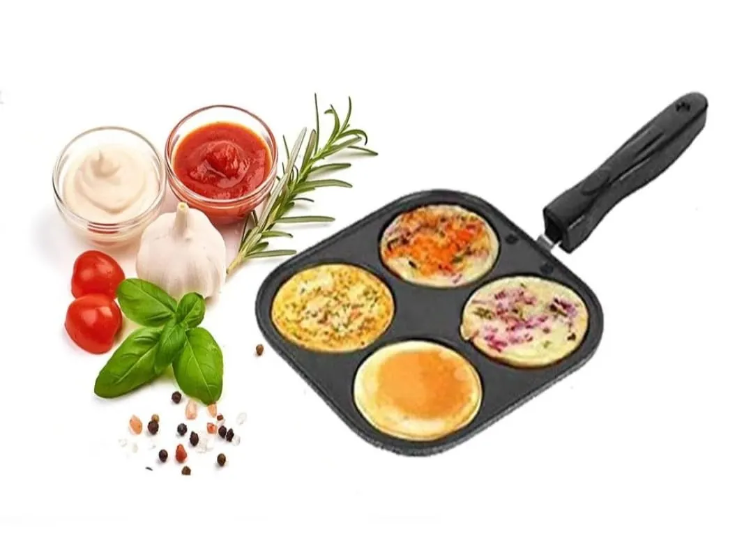 SILVESTER Die-Cast 4 in 1 Mini Uttapam Tawa/Multi Snack Maker/Pancake Maker/Mini Grill pan Pancake Pan 19 cm Diameter (Aluminium, Non-Stick)