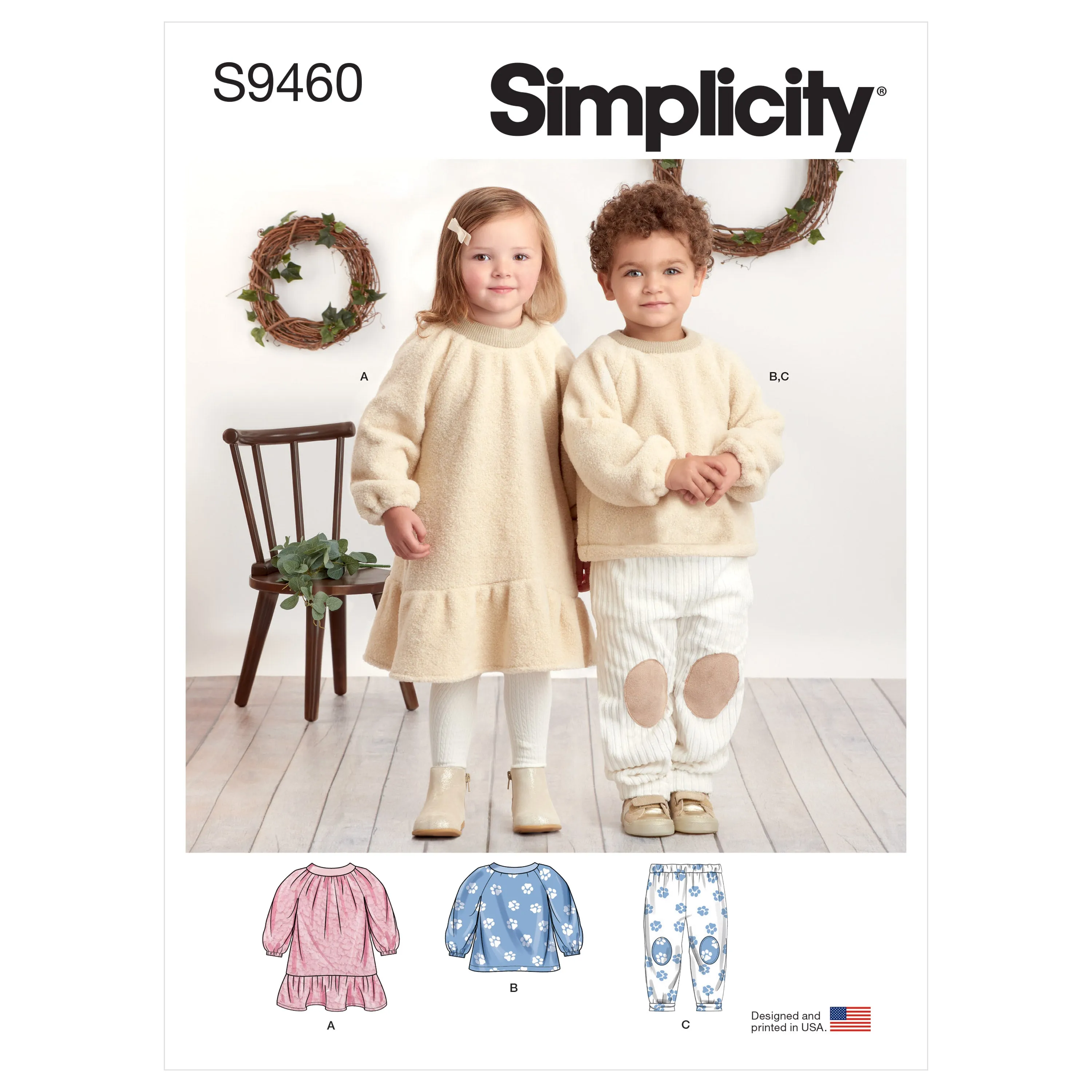 Simplicity Sewing Pattern S9460 Toddlers' and Children's Dress, Top and Trousers