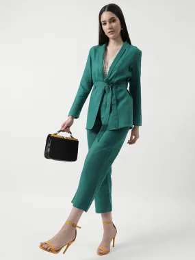 Solid Stylish Blazer With Matching Pant Set