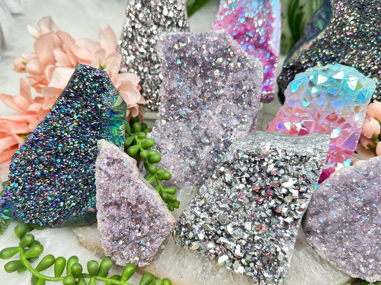 Standing Aura Amethyst Clusters