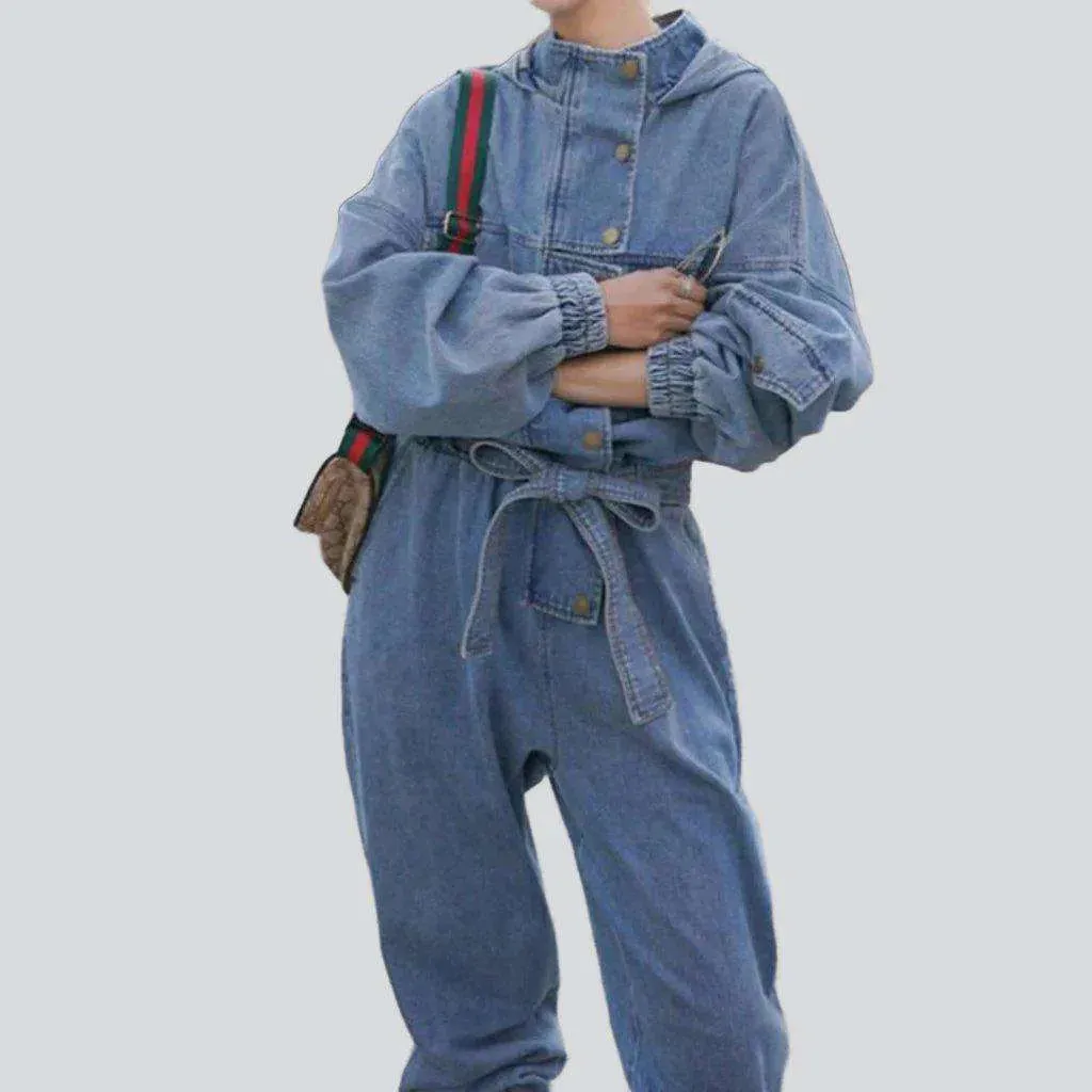 Stonewashed women's denim jumpsuit