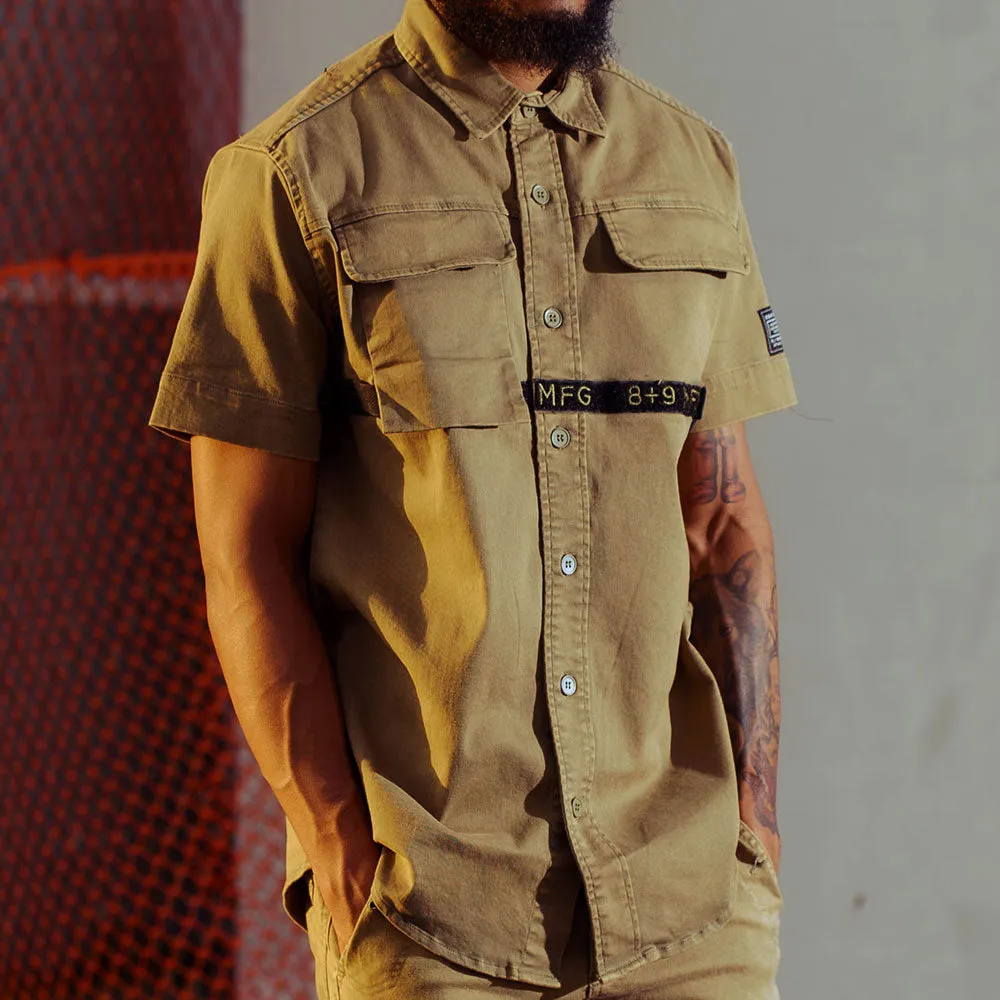 Strapped Up Vintage Button Up Shirt Olive