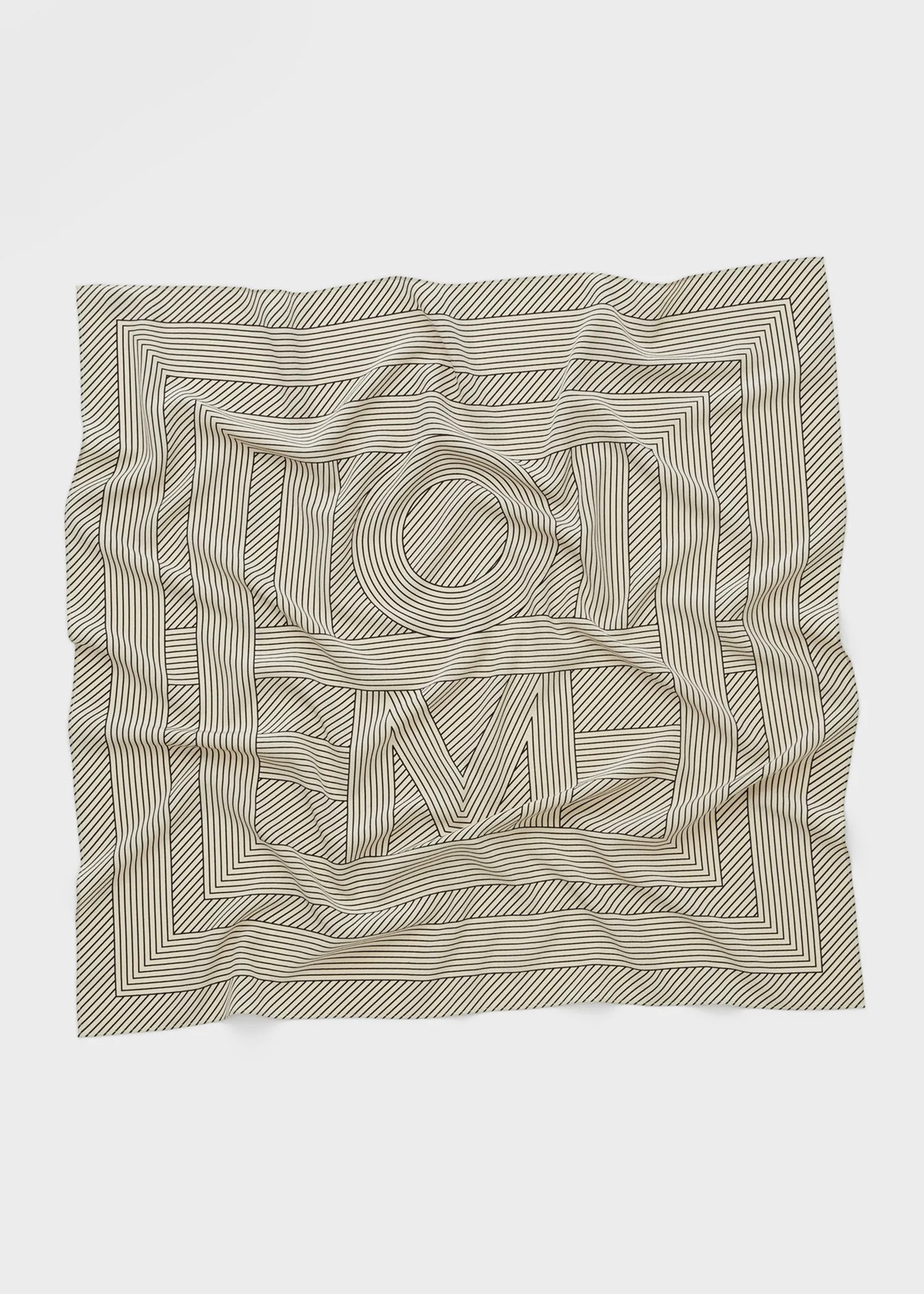 Striped monogram silk scarf creme