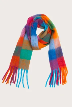 Stylish Colourful Fringe Trim Colorblock Scarf