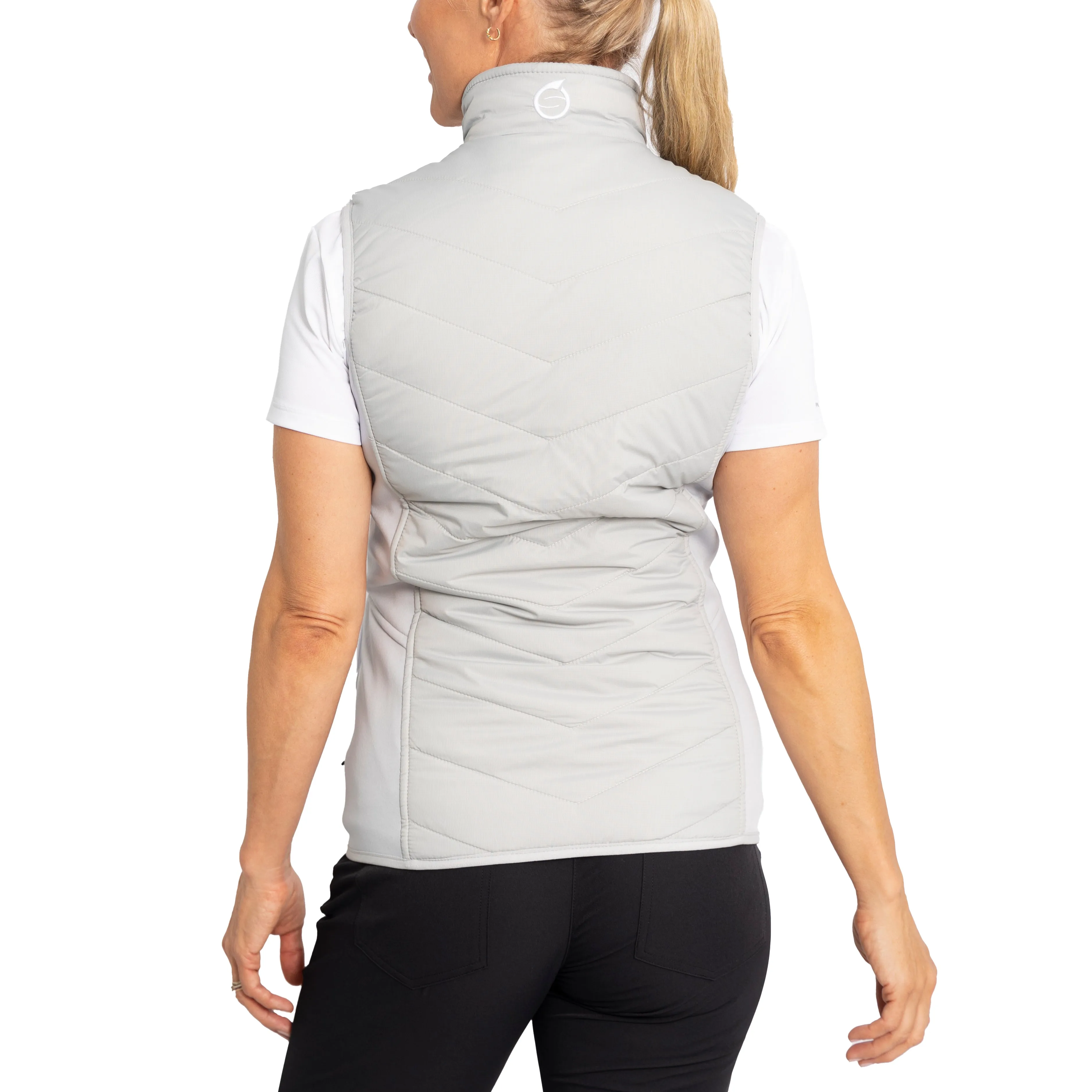 Sunderland Women's Tania Padded Stretch Panel Performance Golf Gilet - Silver