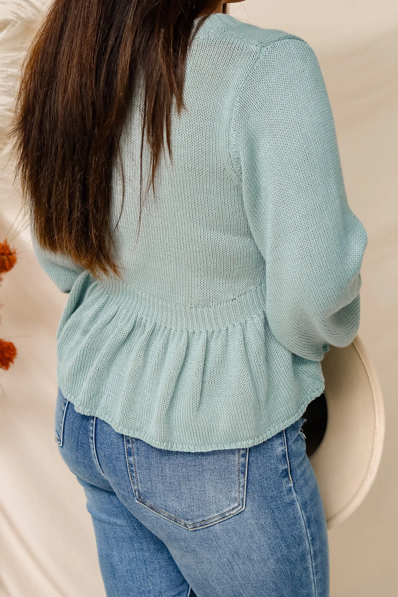 Sweet Memories Peplum Sweater (sage)