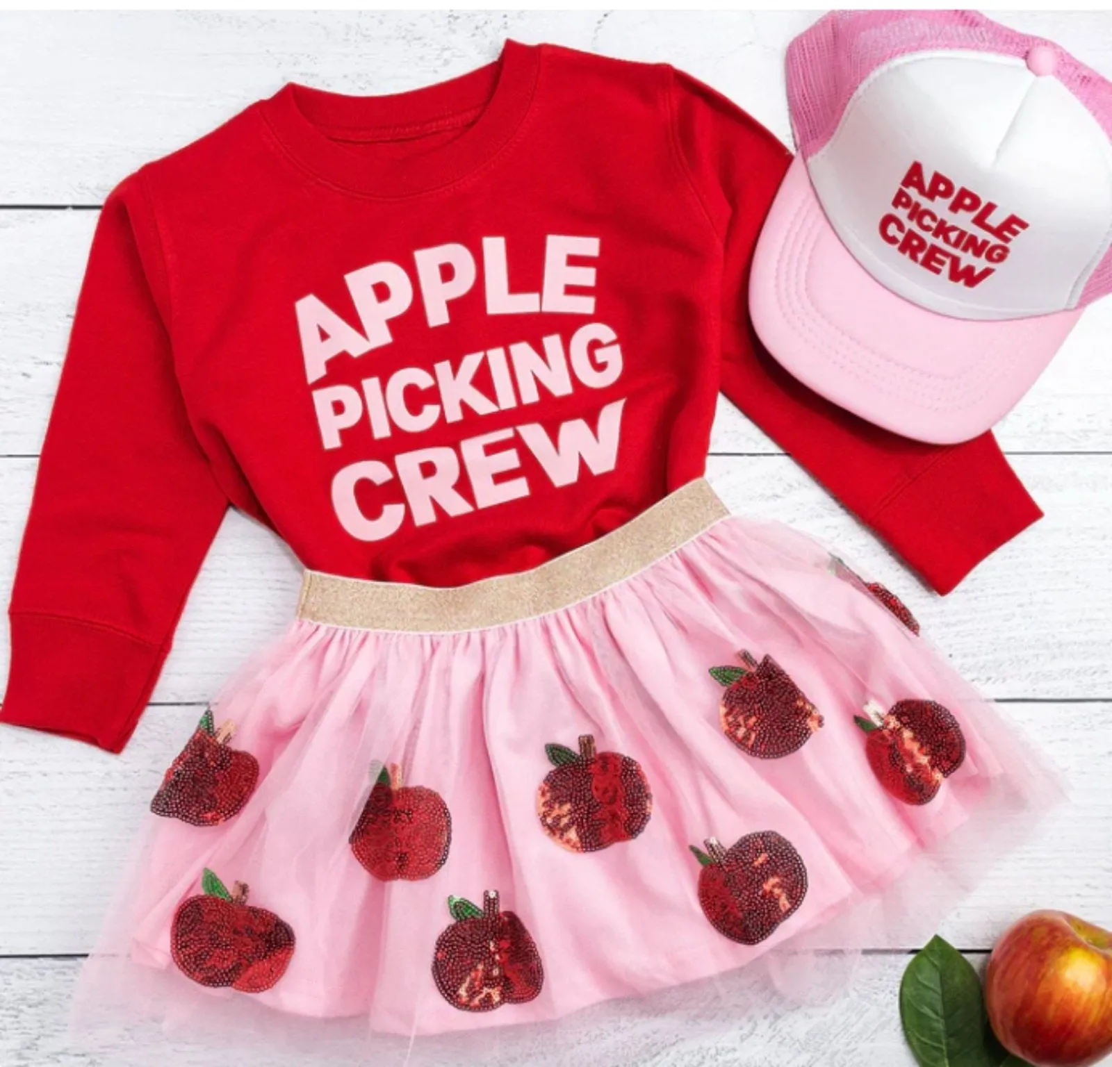 Sweet Wink Red Apple Picking Crew L/S Sweatshirt