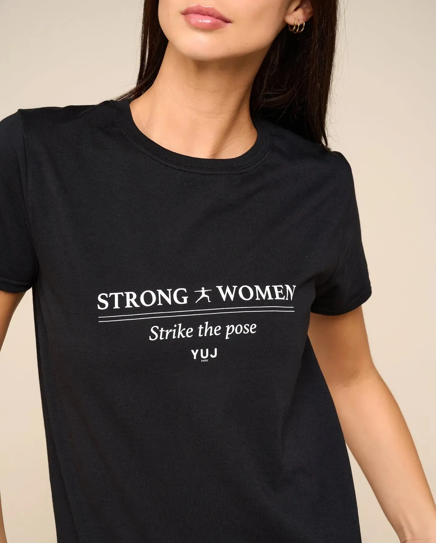 T-shirt en coton noir STRONG WOMEN