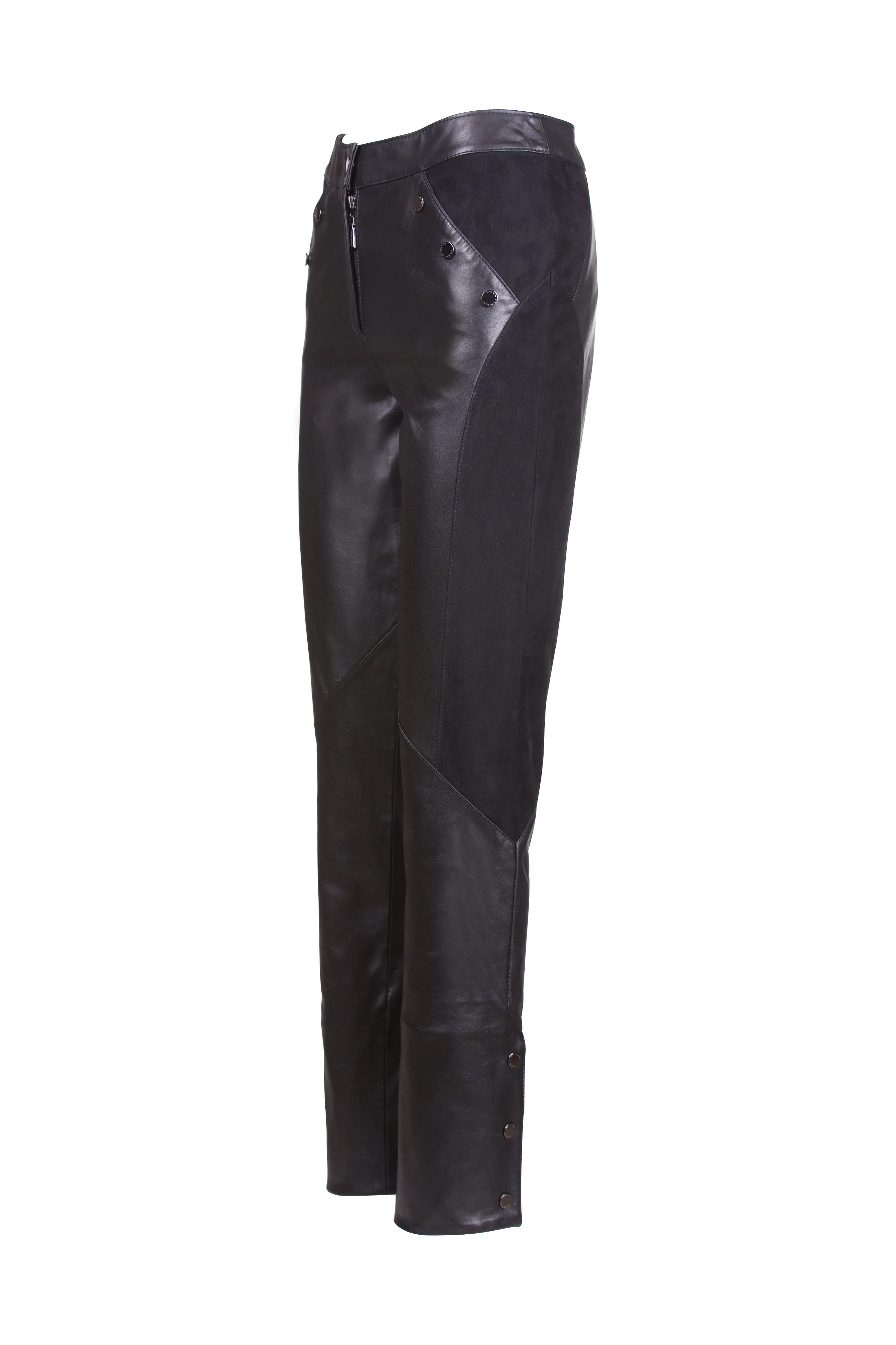 Tailored Black-Brown Suede Reindeer Leather Pants- Limited Edition