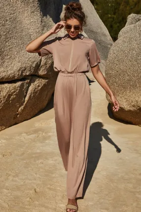 Tan Resort Wear Jumpsuit