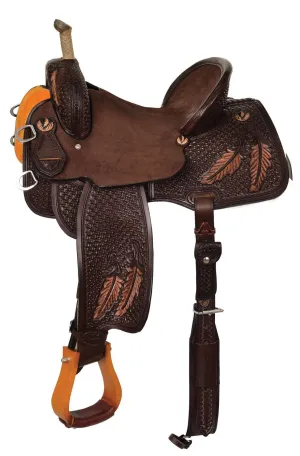 Team Camarillo Fine Feathers Barrel Saddle, Wide Tree, Chocolate