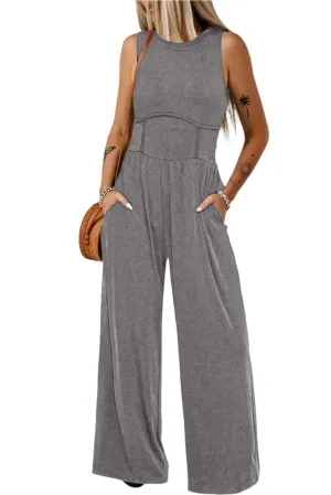 TEEK - Charcoal Sleeveless Pocketed Jumpsuit