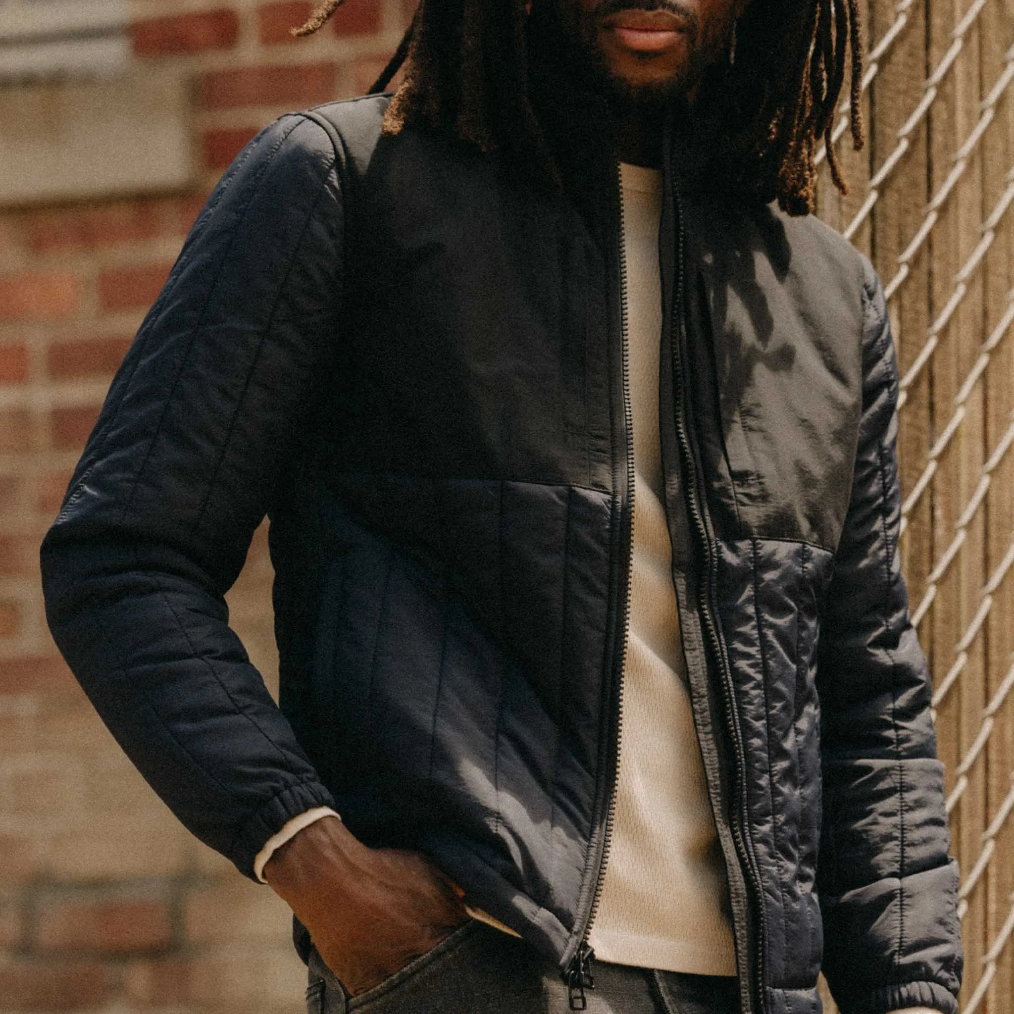 The Ember Jacket in Dark Navy Quilted Nylon