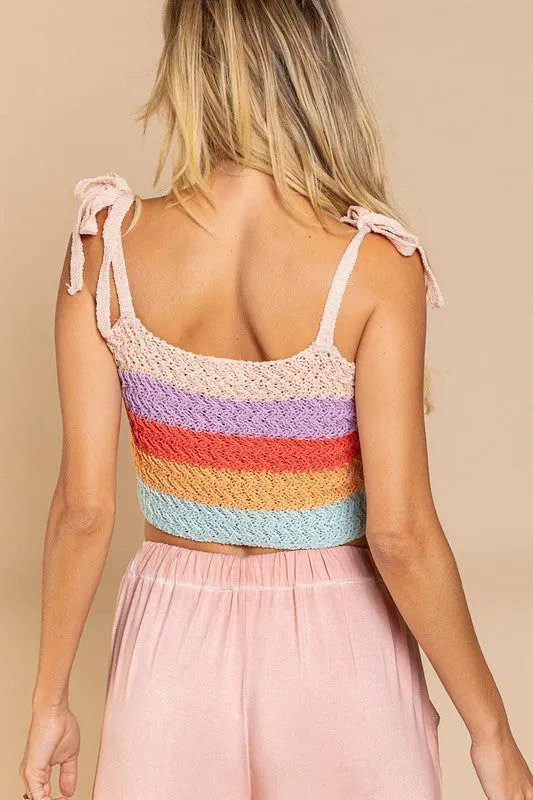 Tie-shoulder Sweater Crop Tank Top - online exclusive