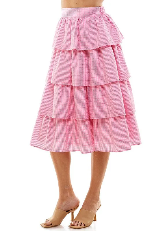 Tiered Ruffle Midi Skirt