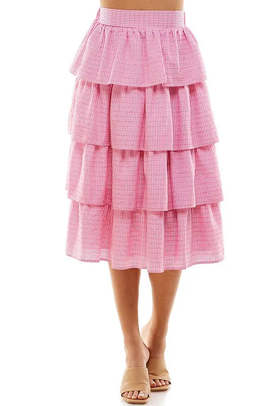 Tiered Ruffle Midi Skirt