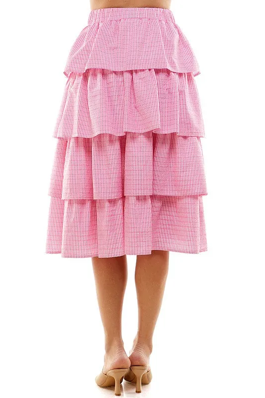 Tiered Ruffle Midi Skirt