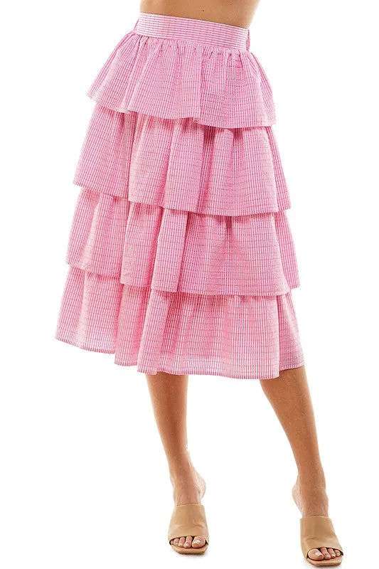 Tiered Ruffle Midi Skirt