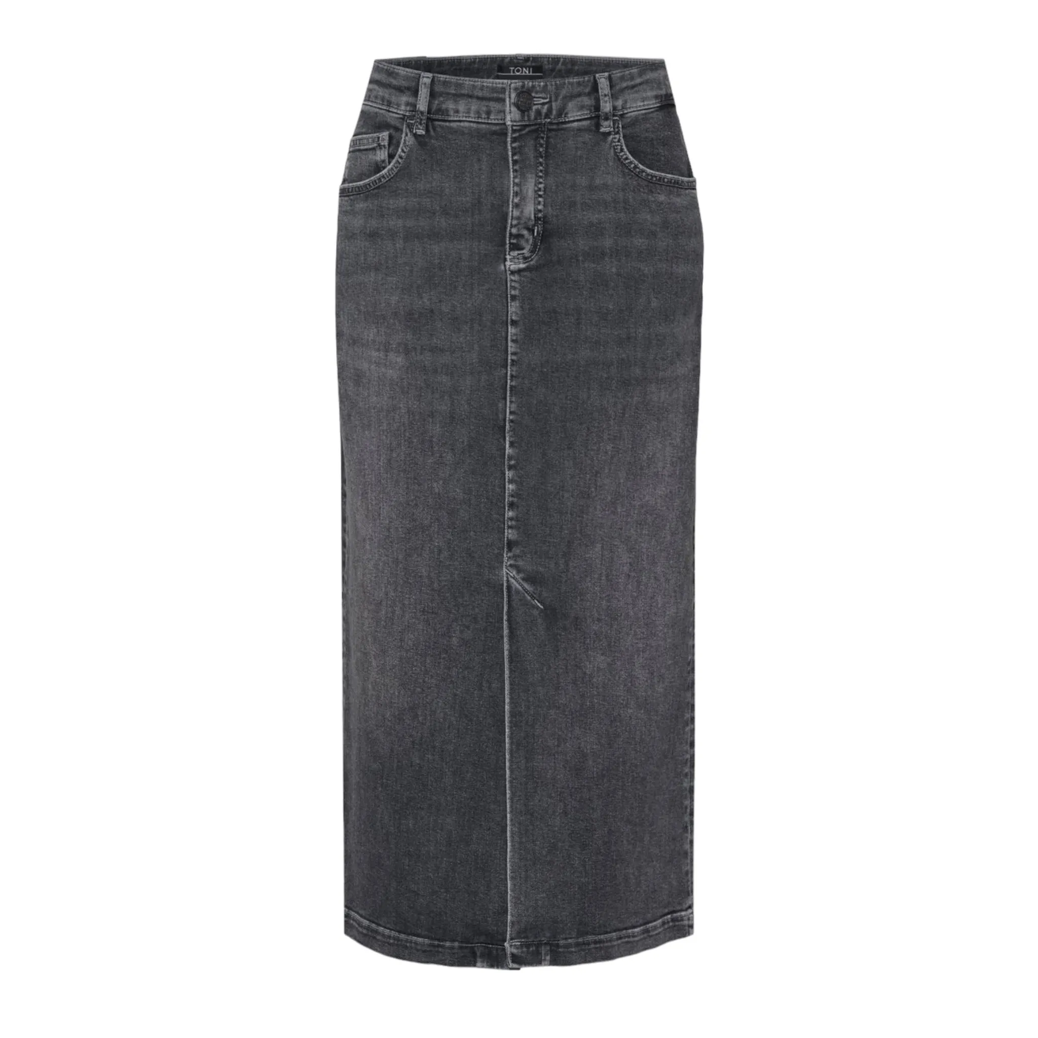 TONI Long Denim Skirt Washed Grey