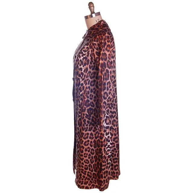 Vintage Leopard  Print Swing Coat 1950S Acetate One Size