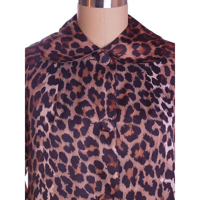 Vintage Leopard  Print Swing Coat 1950S Acetate One Size