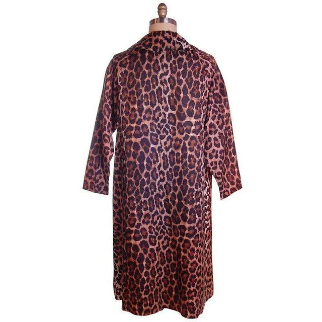 Vintage Leopard  Print Swing Coat 1950S Acetate One Size