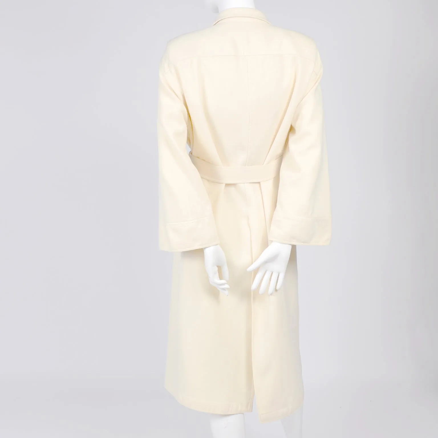 Vintage Valentino Cream Wool Trench Coat With Belt Size 6