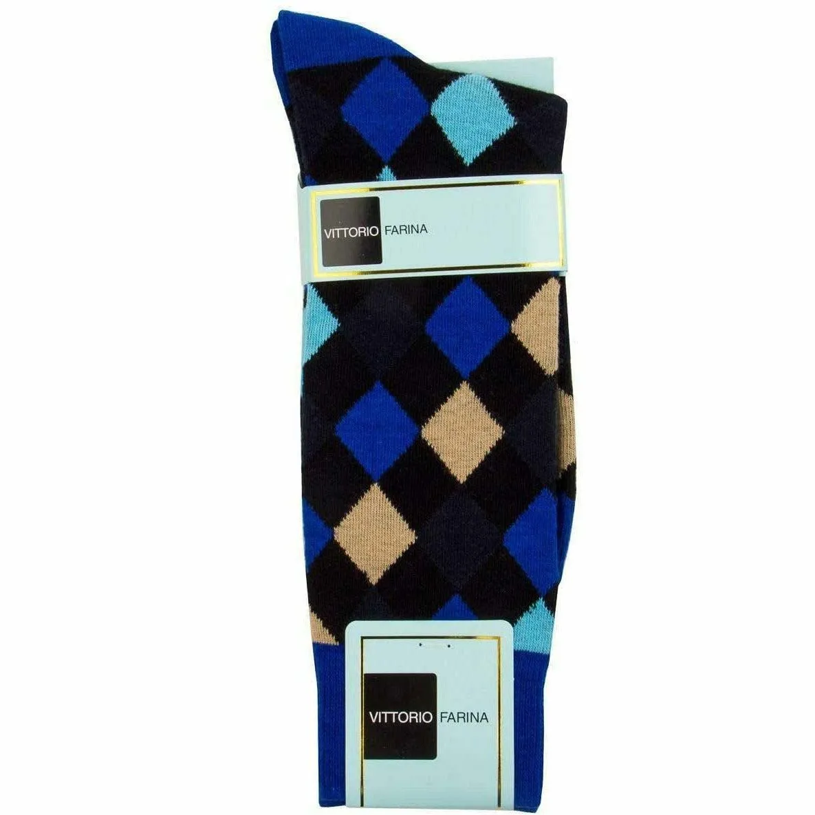 Vittorio Farina Men's Cotton Anklet Diamond Argyle Dress Socks