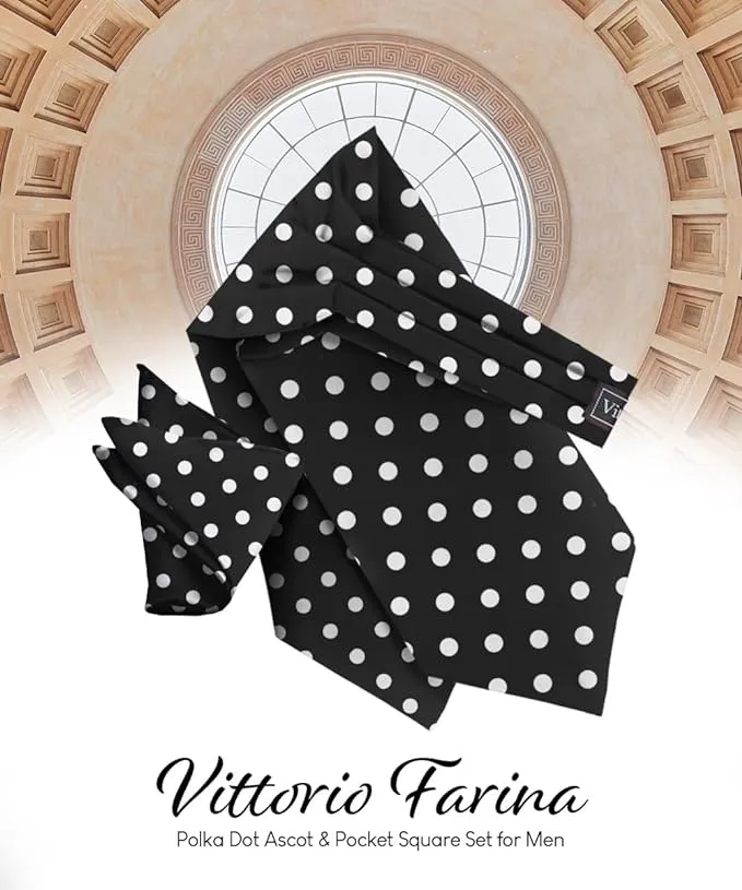 Vittorio Farina Men's Polka Dot Satin Ascot & Pocket Square