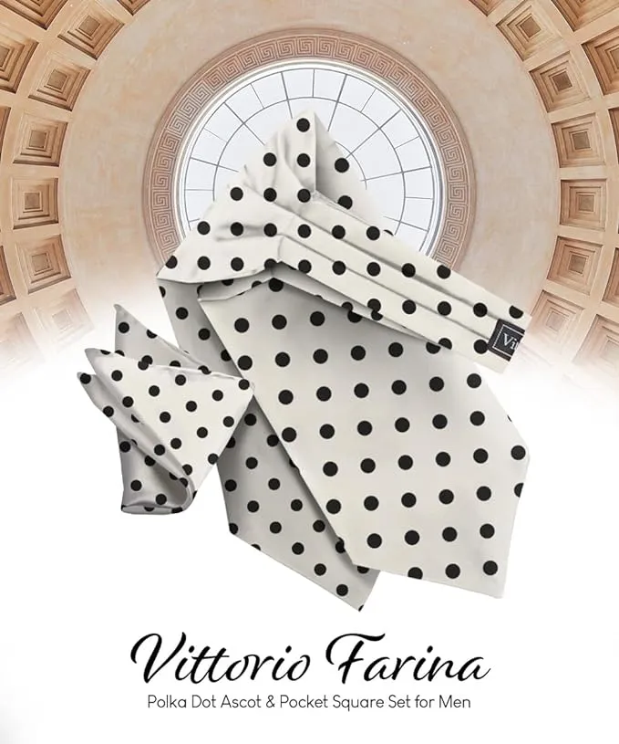 Vittorio Farina Men's Polka Dot Satin Ascot & Pocket Square