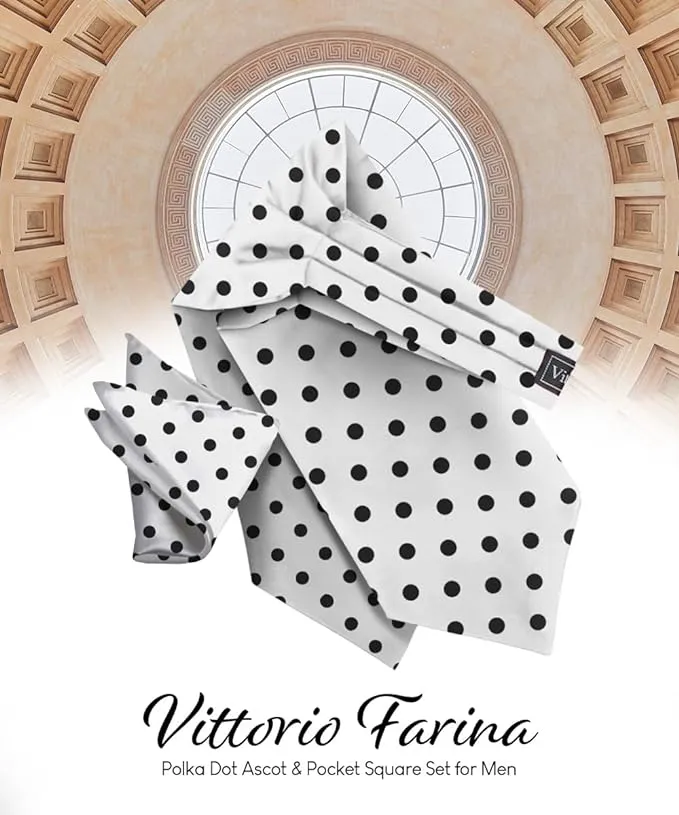 Vittorio Farina Men's Polka Dot Satin Ascot & Pocket Square