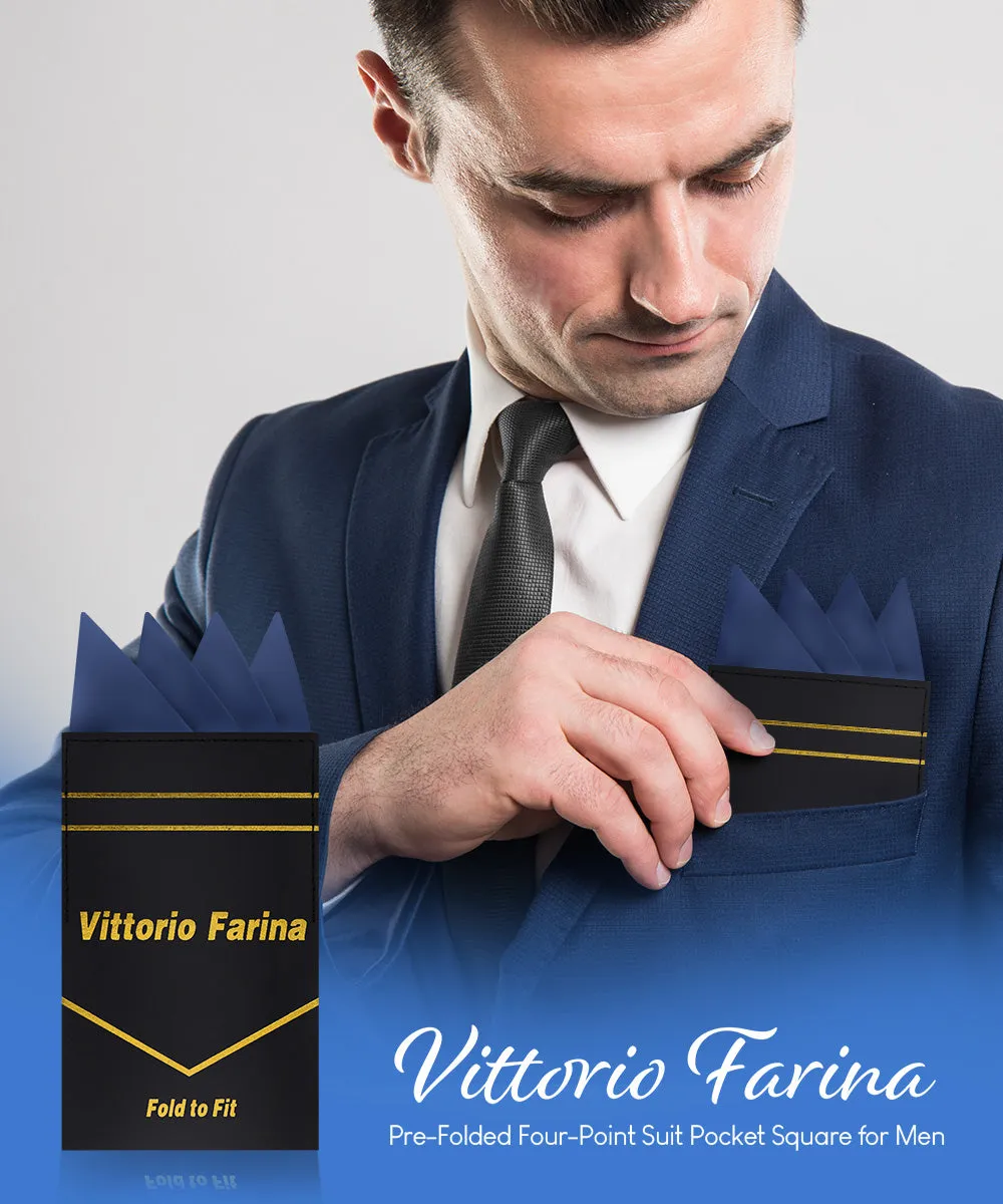 Vittorio Farina Men's Pre-Folded Pocket Square: Four-Point