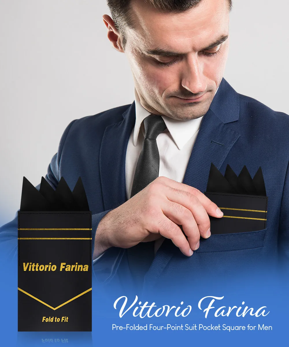 Vittorio Farina Men's Pre-Folded Pocket Square: Four-Point