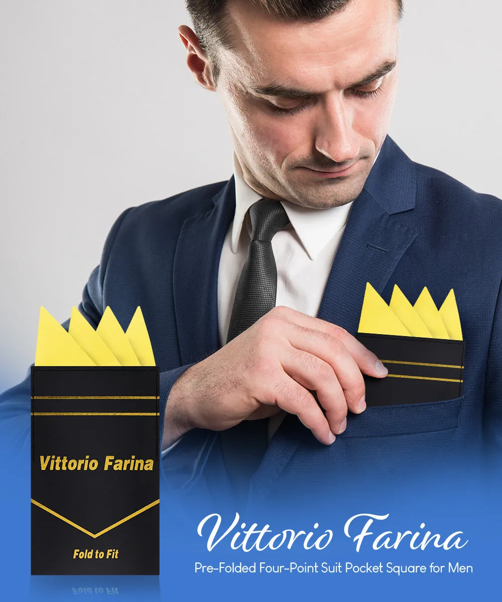 Vittorio Farina Men's Pre-Folded Pocket Square: Four-Point