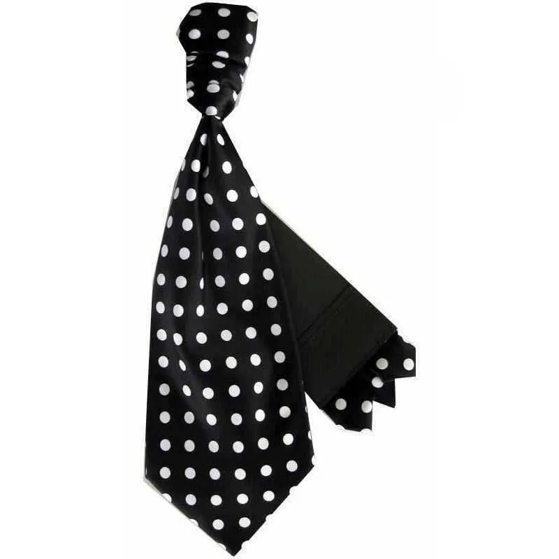 Vittorio Farina Men's Pretied Navy and White Dot Polka Dot Cravat & Pocket Square