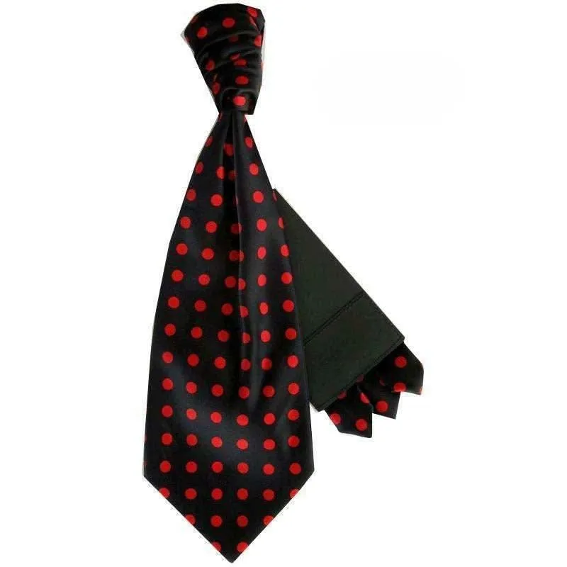 Vittorio Farina Men's Pretied Navy and White Dot Polka Dot Cravat & Pocket Square