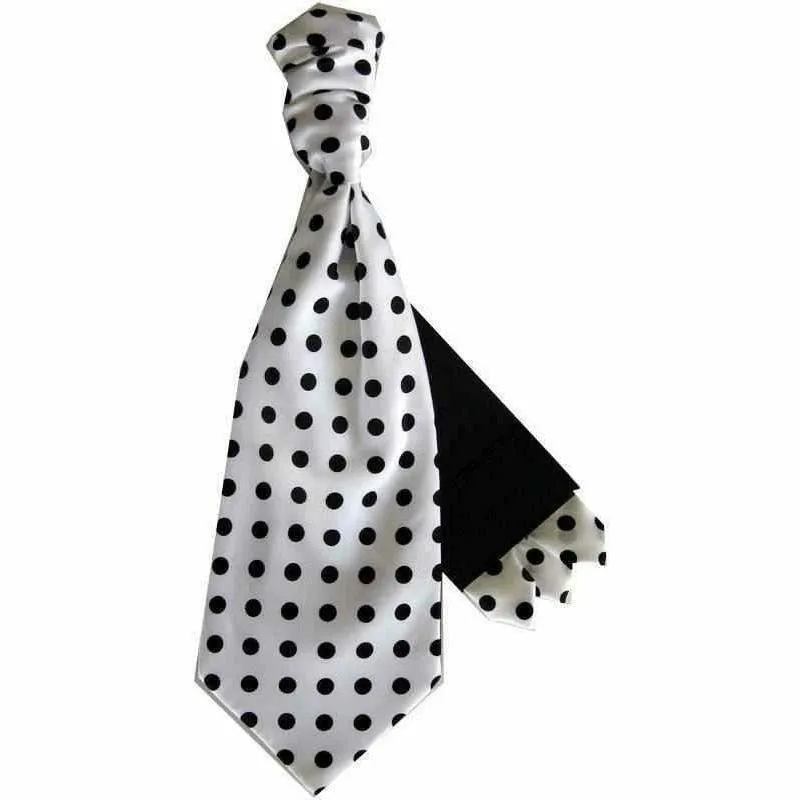 Vittorio Farina Men's Pretied Navy and White Dot Polka Dot Cravat & Pocket Square