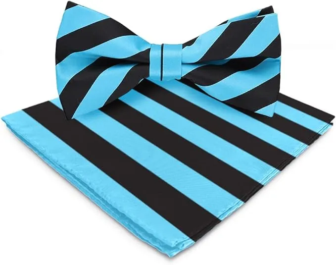 Vittorio Farina Men's Striped Satin Bow Tie & Pocket Square in Gift Box