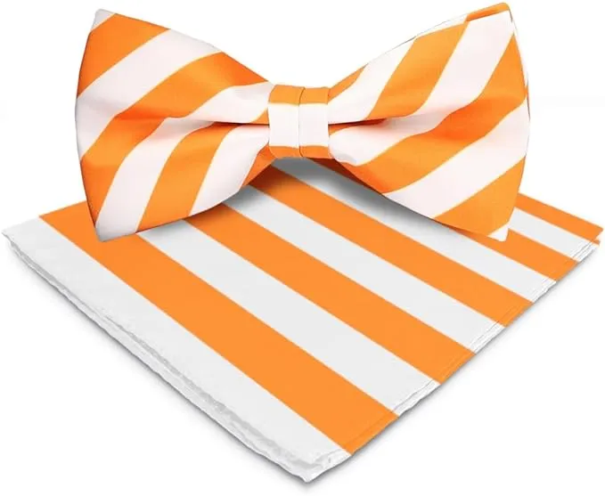 Vittorio Farina Men's Striped Satin Bow Tie & Pocket Square in Gift Box