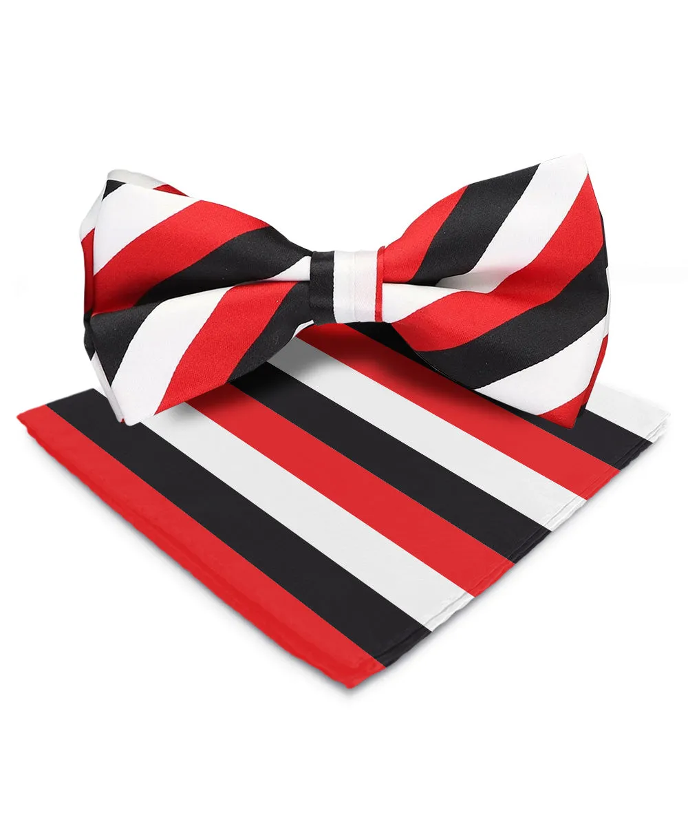 Vittorio Farina Men's Striped Satin Bow Tie & Pocket Square in Gift Box