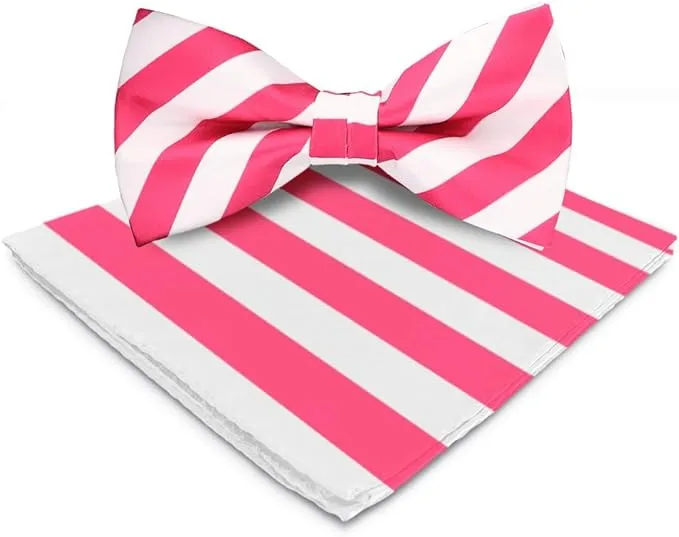 Vittorio Farina Men's Striped Satin Bow Tie & Pocket Square in Gift Box